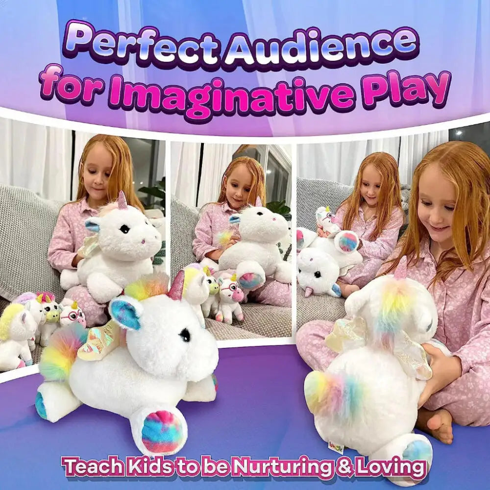 5pcs Rainbow Unicorn Mother and Child Set Rainbow Unicorn Candy Plush Toys Photography Accessories